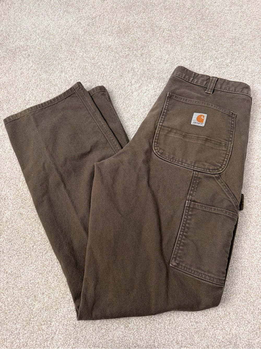 Carhartt Dark Brown Cargo Work Pants with Patch Pocket